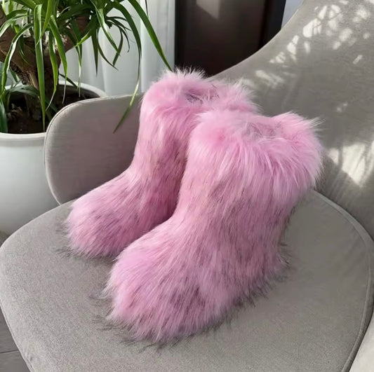 Pink Fur Boots